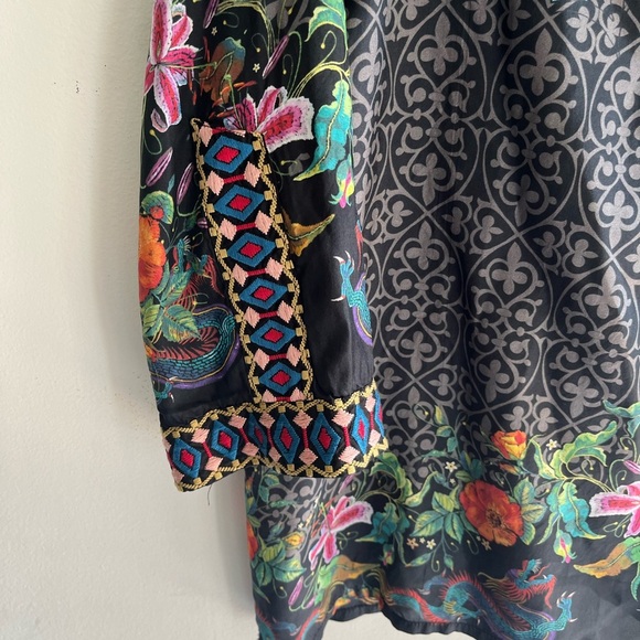 JOHNNY WAS Kennedy Mixed Print Silk Tunic Size XS - Picture 6 of 11